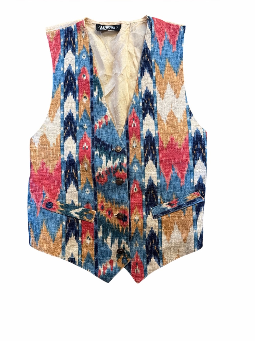 Vintage western Colorful Pattern Vest with silk back